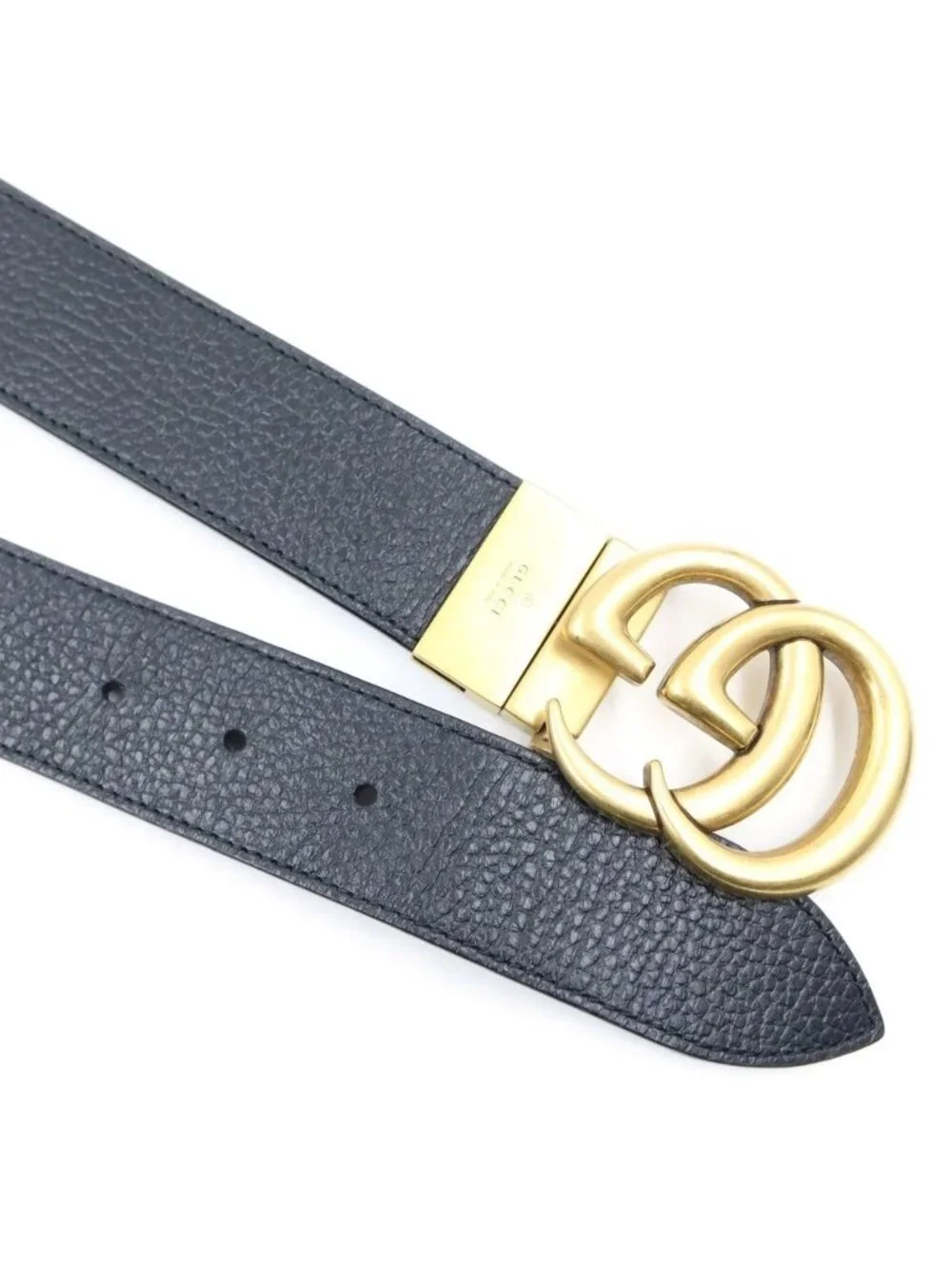 Gucci Double Reversible Leather Belt Gold Black Brown